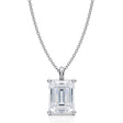 Emerald Solitaire Lab Diamond Pendant Necklace 14K White Gold (3.50ct)