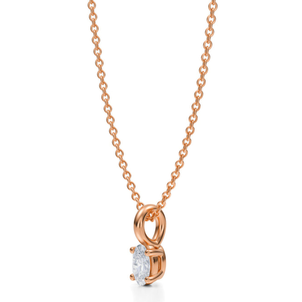 Oval Solitaire Lab Diamond Pendant Necklace 14K Rose Gold (0.25ct)