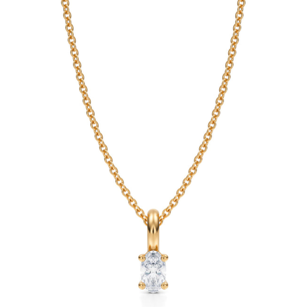 Oval Solitaire Lab Diamond Pendant Necklace 14K Yellow Gold (0.25ct)