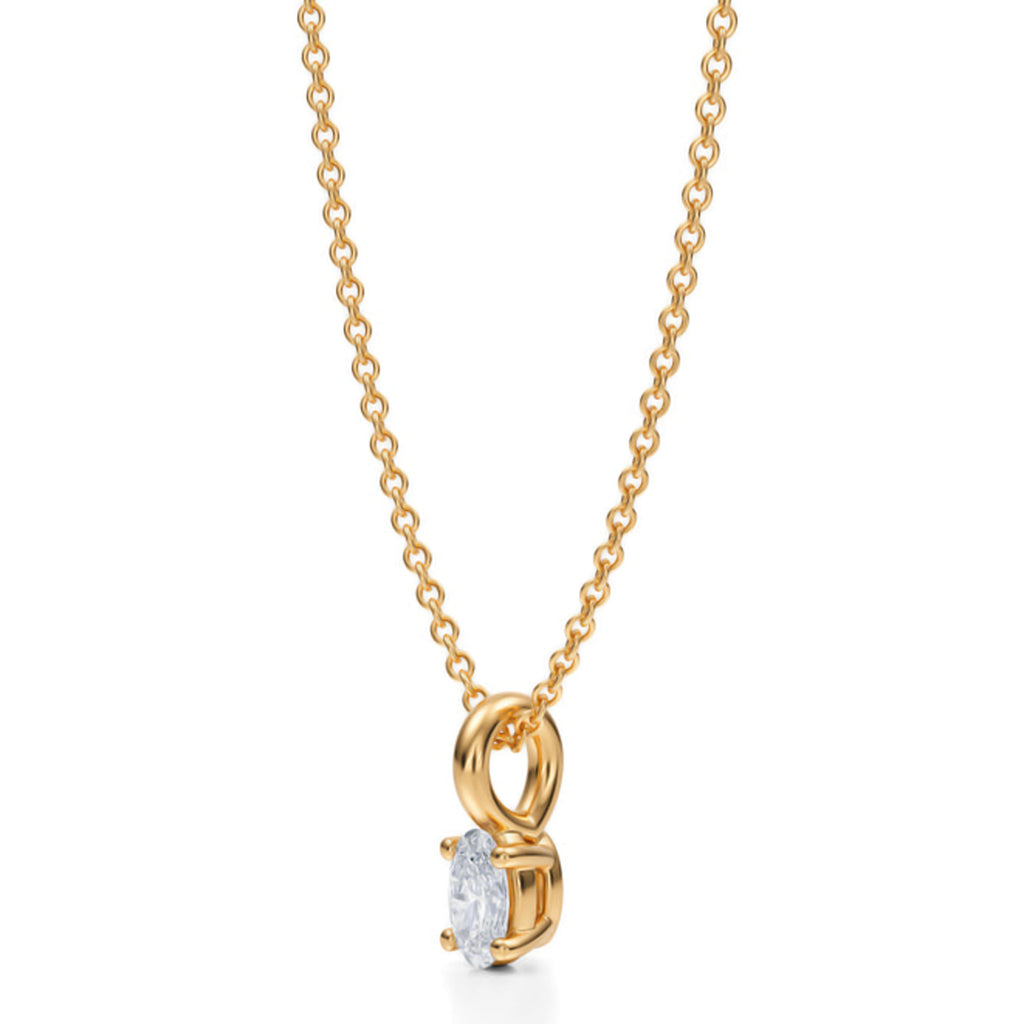 Oval Solitaire Lab Diamond Pendant Necklace 14K Yellow Gold (0.25ct)