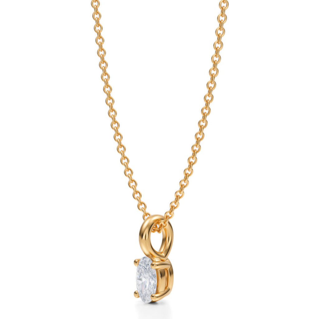 Oval Solitaire Lab Diamond Pendant Necklace 14K Yellow Gold (0.33ct)