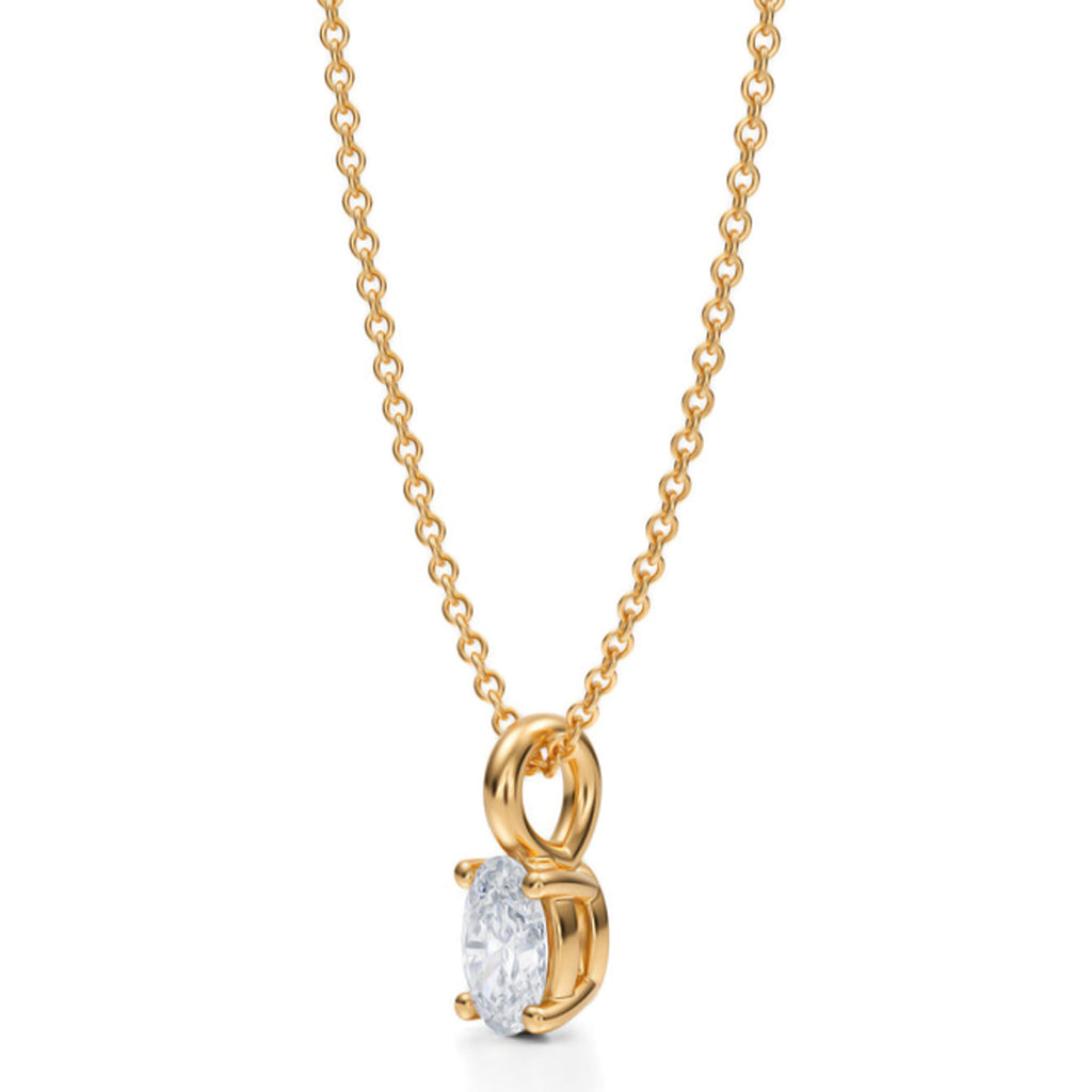 Oval Solitaire Lab Diamond Pendant Necklace 14K Yellow Gold (0.50ct)