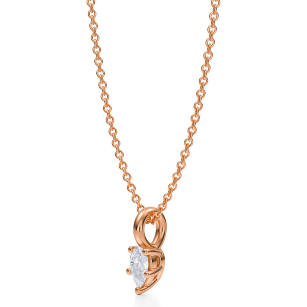 Pear Solitaire Lab Diamond Pendant Necklace 14K Rose Gold (0.25ct)
