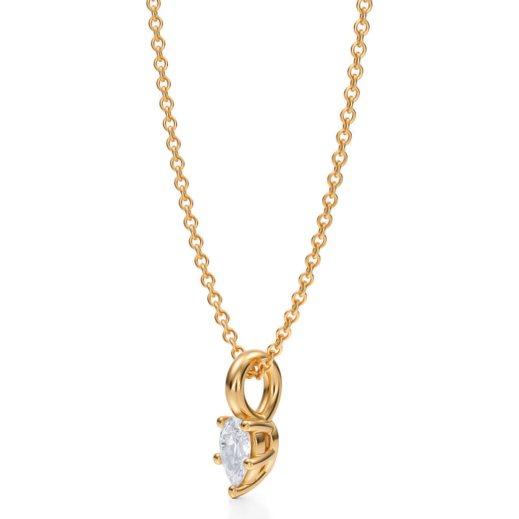 Pear Solitaire Lab Diamond Prong Pendant Necklace 14K Yellow Gold (0.25ct)