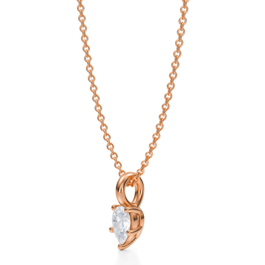 Pear Solitaire Lab Diamond Pendant Necklace 14K Rose Gold (0.33ct)