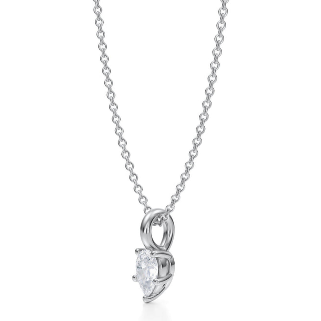 Pear Solitaire Lab Diamond Pendant Necklace 14K White Gold (0.33ct)