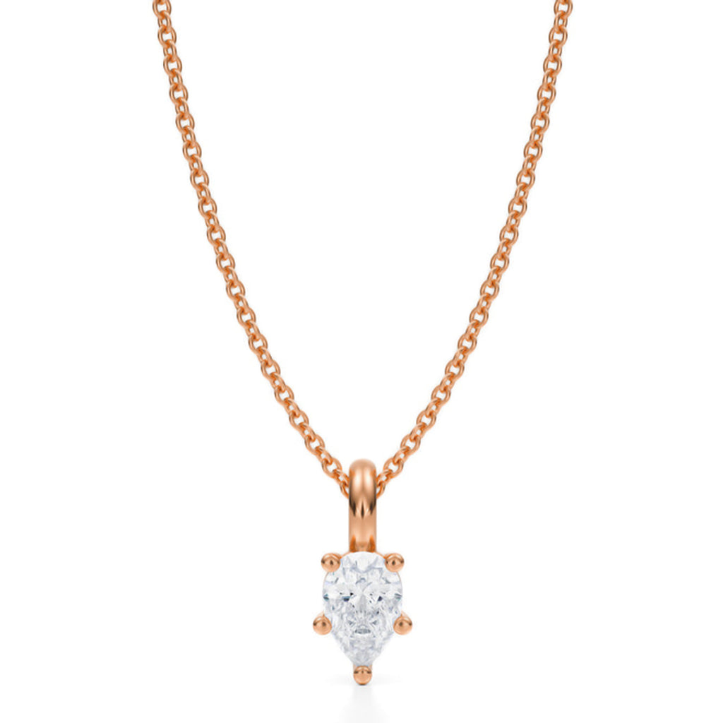 Pear Solitaire Lab Diamond Pendant Necklace 14K Rose Gold (0.50ct)