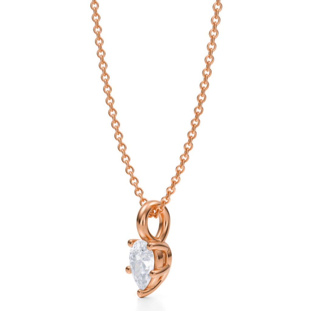 Pear Solitaire Lab Diamond Pendant Necklace 14K Rose Gold (0.50ct)