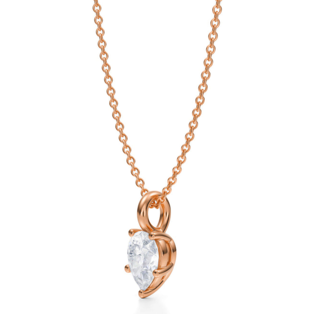 Pear Solitaire Lab Diamond Pendant Necklace 14K Rose Gold (0.75ct)
