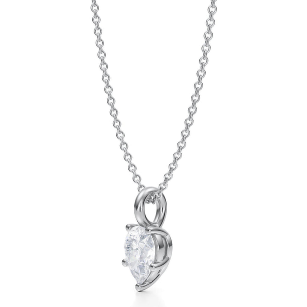 Pear Solitaire Lab Diamond Pendant Necklace 14K White Gold (0.75ct)