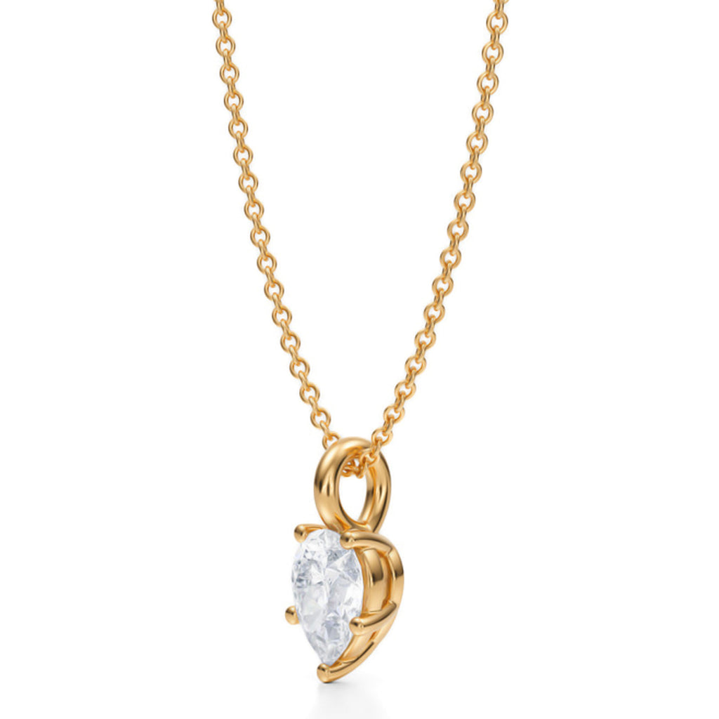 Pear Solitaire Lab Diamond Pendant Necklace 14K Yellow Gold (0.75ct)