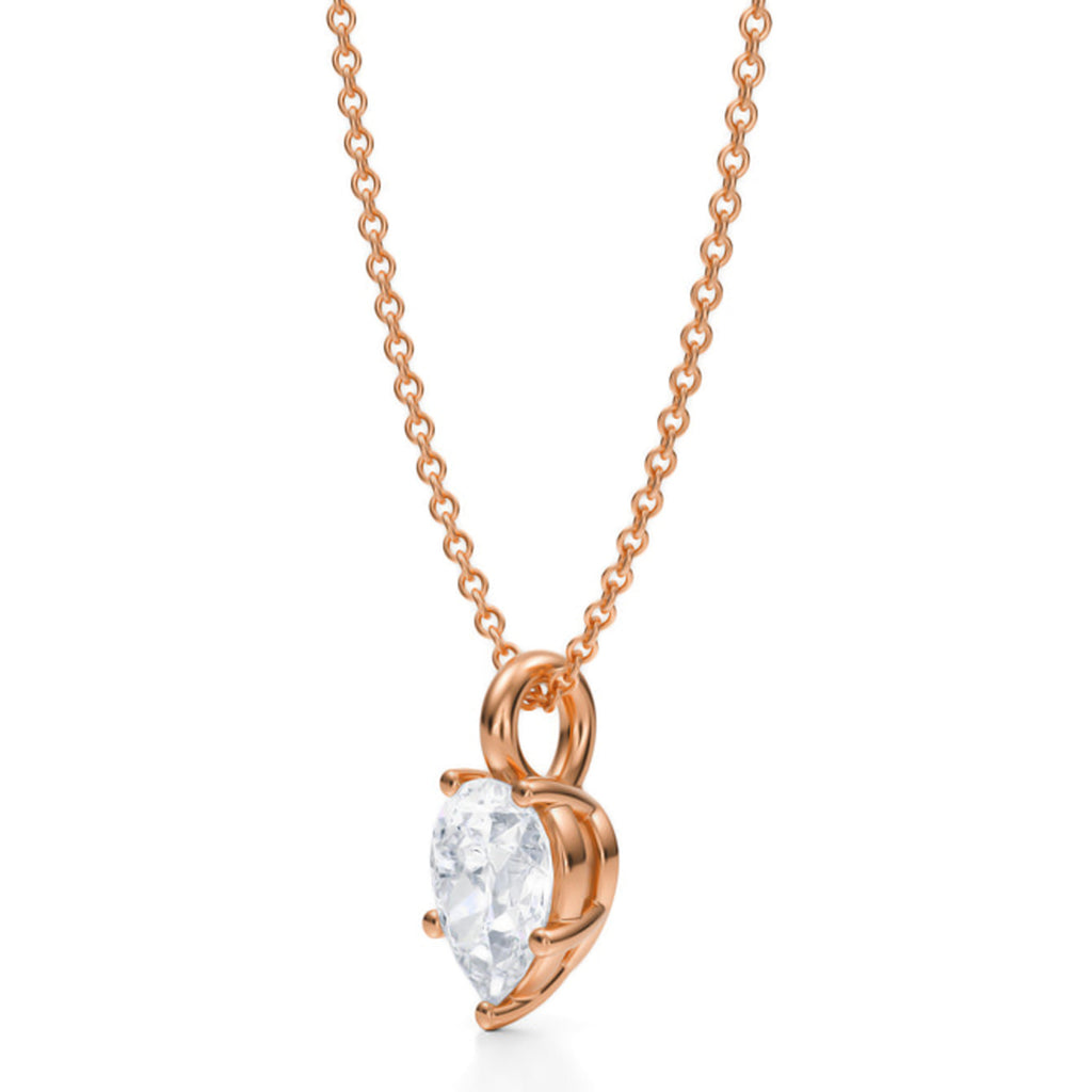 Pear Lab Diamond Prong Pendant Necklace 14K Rose Gold (1.00ct)