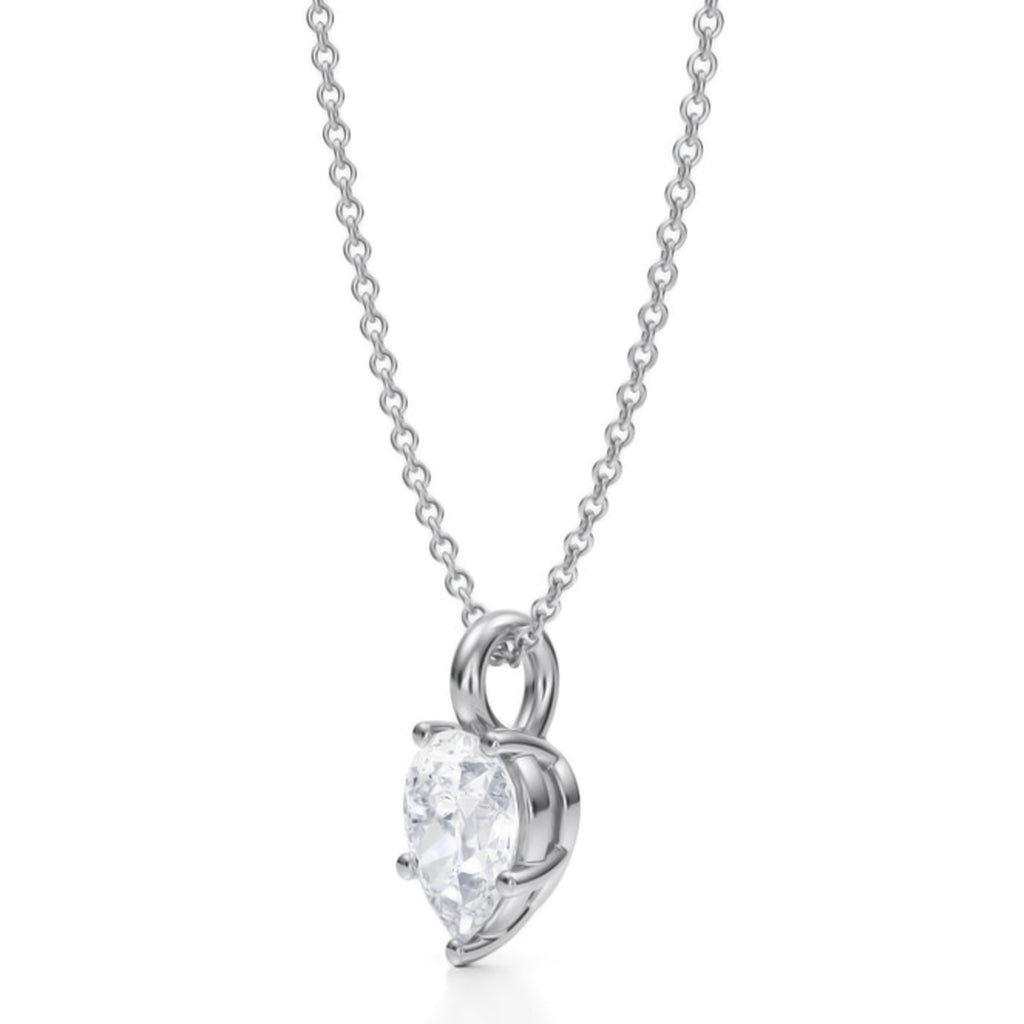 Pear Solitaire Lab Diamond Pendant Necklace 14K White Gold (1.00ct)