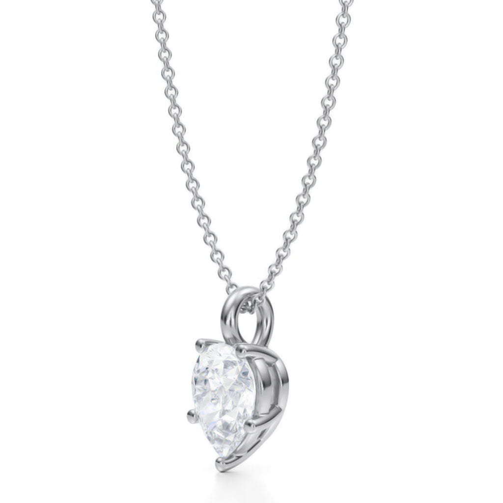 Pear Solitaire Lab Diamond Pendant Necklace 14K White Gold (1.50ct)