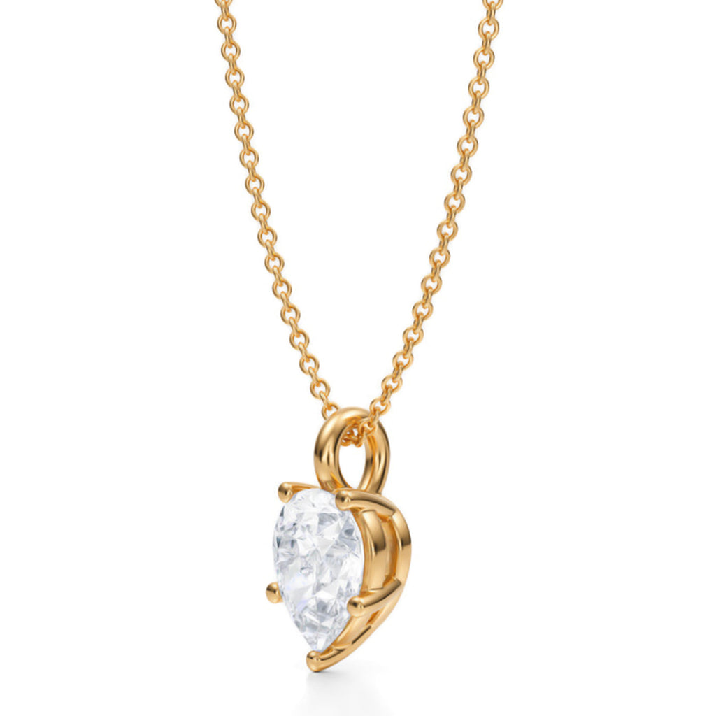 Pear Solitaire Lab Diamond Prong Pendant Necklace 14K Yellow Gold (1.50ct)