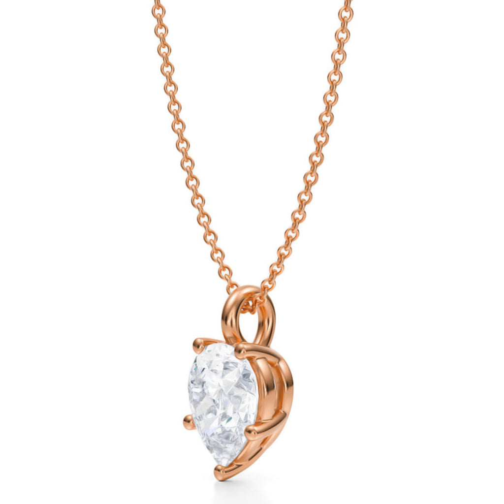 Pear Lab Diamond Prong Pendant Necklace 14K Rose Gold (2.00ct)