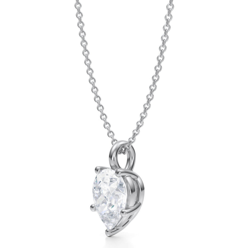 Pear Lab Diamond Prong Pendant Necklace 14K White Gold (2.00ct)