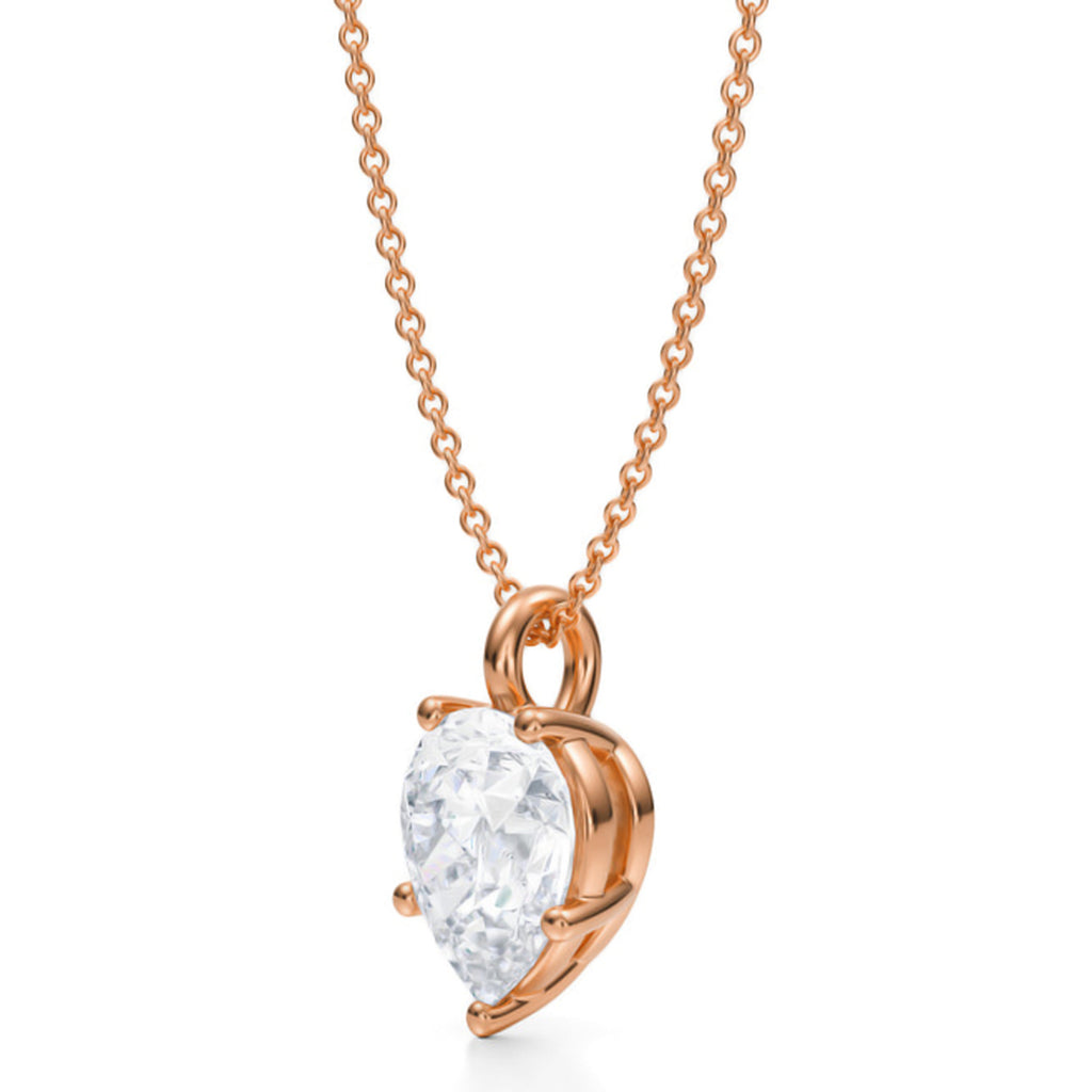 Pear Solitaire Lab Diamond Pendant Necklace 14K Rose Gold (2.50ct)