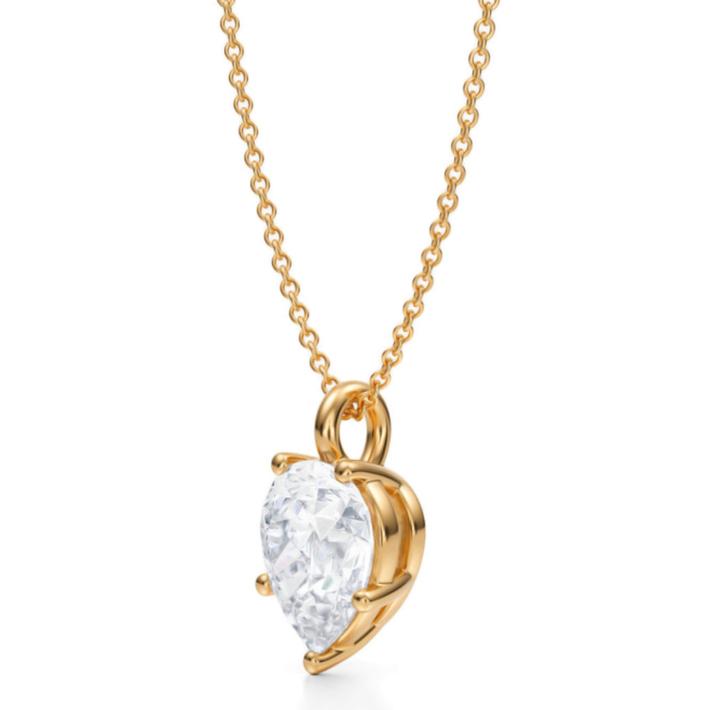 Pear Solitaire Lab Diamond Pendant Necklace 14K Yellow Gold (2.50ct)