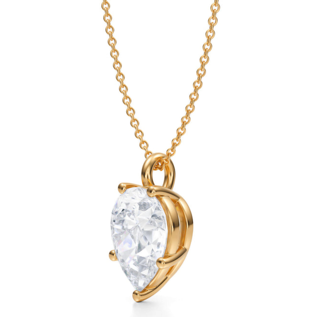 Pear Solitaire Lab Diamond Pendant Necklace 14K Yellow Gold (3.50ct)
