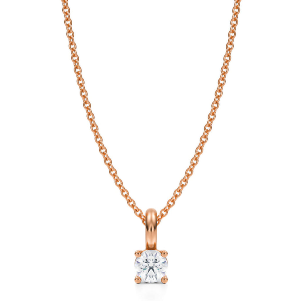 Round Lab Diamond 4-Prong Necklace 14K Rose Gold (0.25ct)