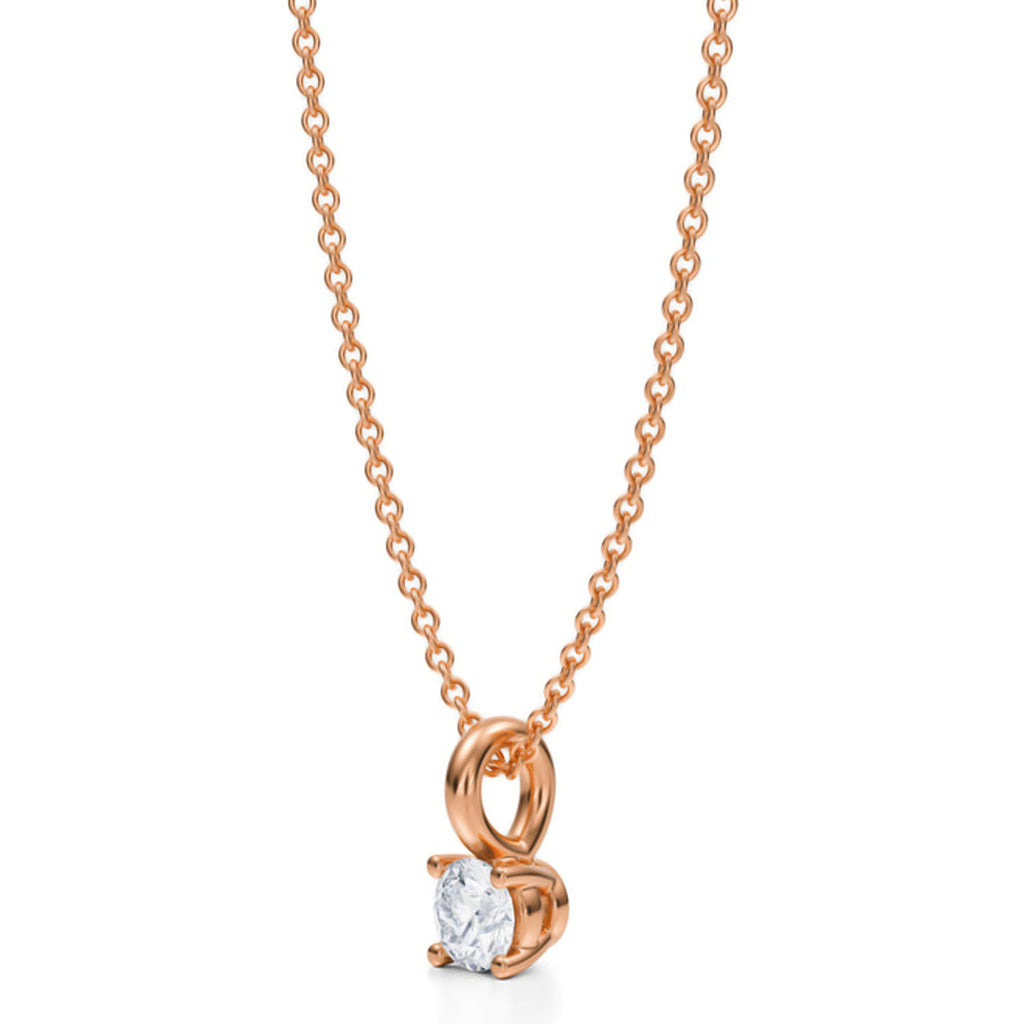 Round Lab Diamond 4-Prong Necklace 14K Rose Gold (0.25ct)