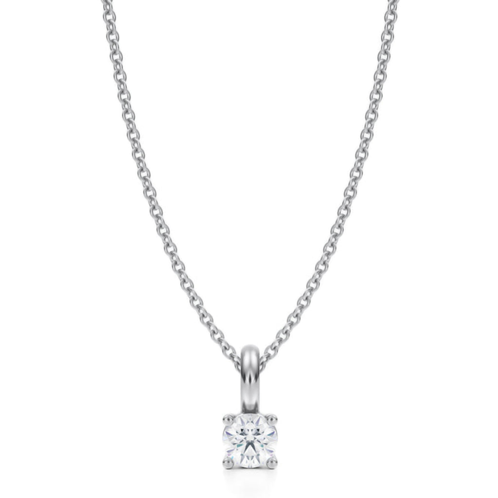 Round Solitaire Lab Diamond Pendant Necklace 14K White Gold (0.25ct)