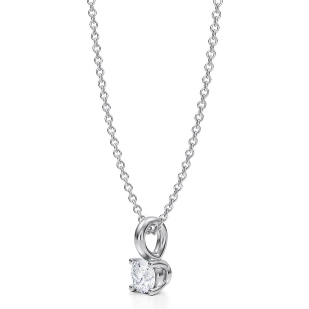 Round Solitaire Lab Diamond Pendant Necklace 14K White Gold (0.25ct)