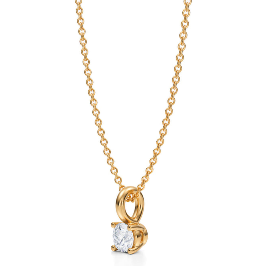 Round Solitaire Lab Diamond 4-Prong Necklace 14K Yellow Gold (0.25ct)