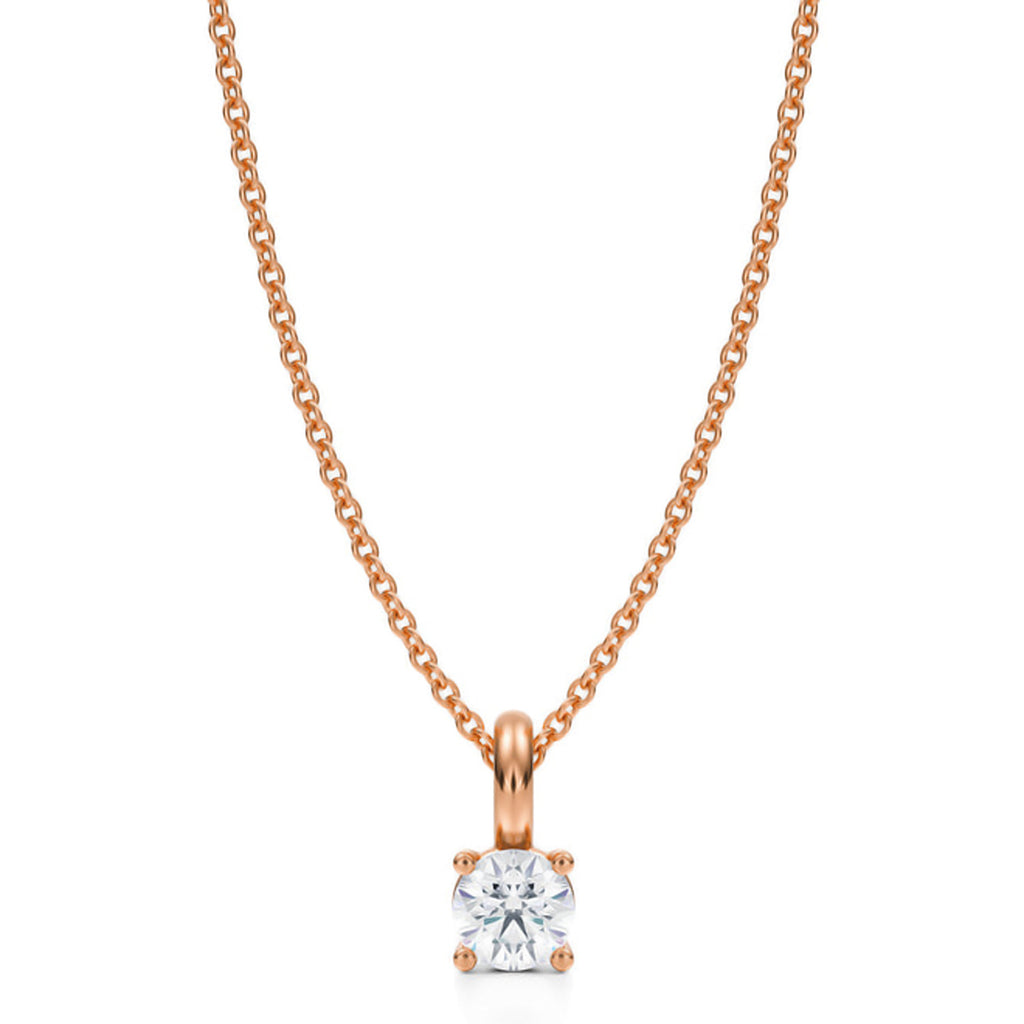Round Solitaire Lab Diamond Pendant Necklace 14K Rose Gold (0.33ct)