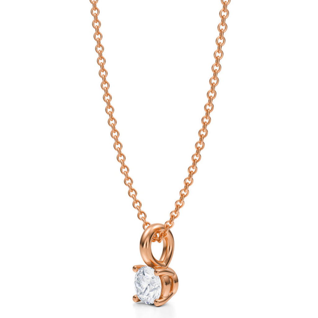 Round Solitaire Lab Diamond Pendant Necklace 14K Rose Gold (0.33ct)