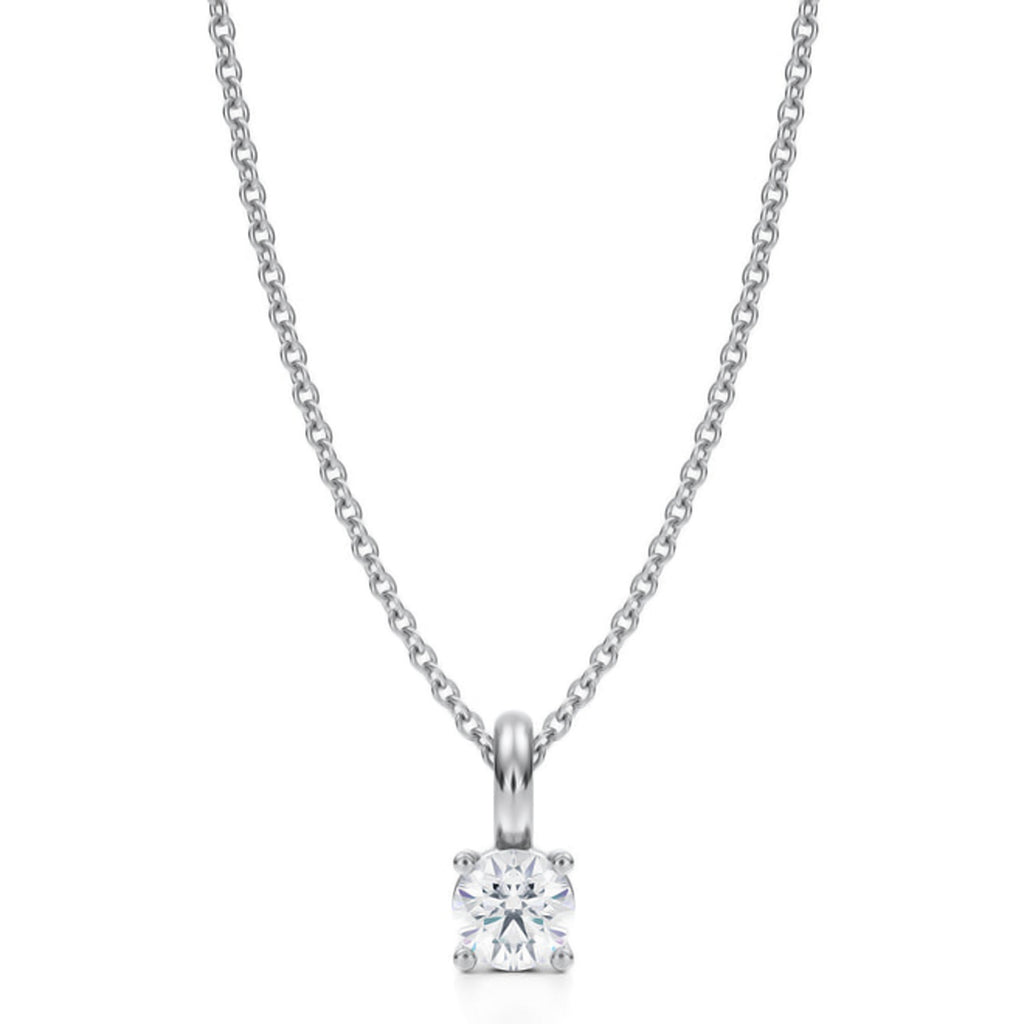 Round Solitaire Lab Diamond Pendant Necklace 14K White Gold (0.33ct)