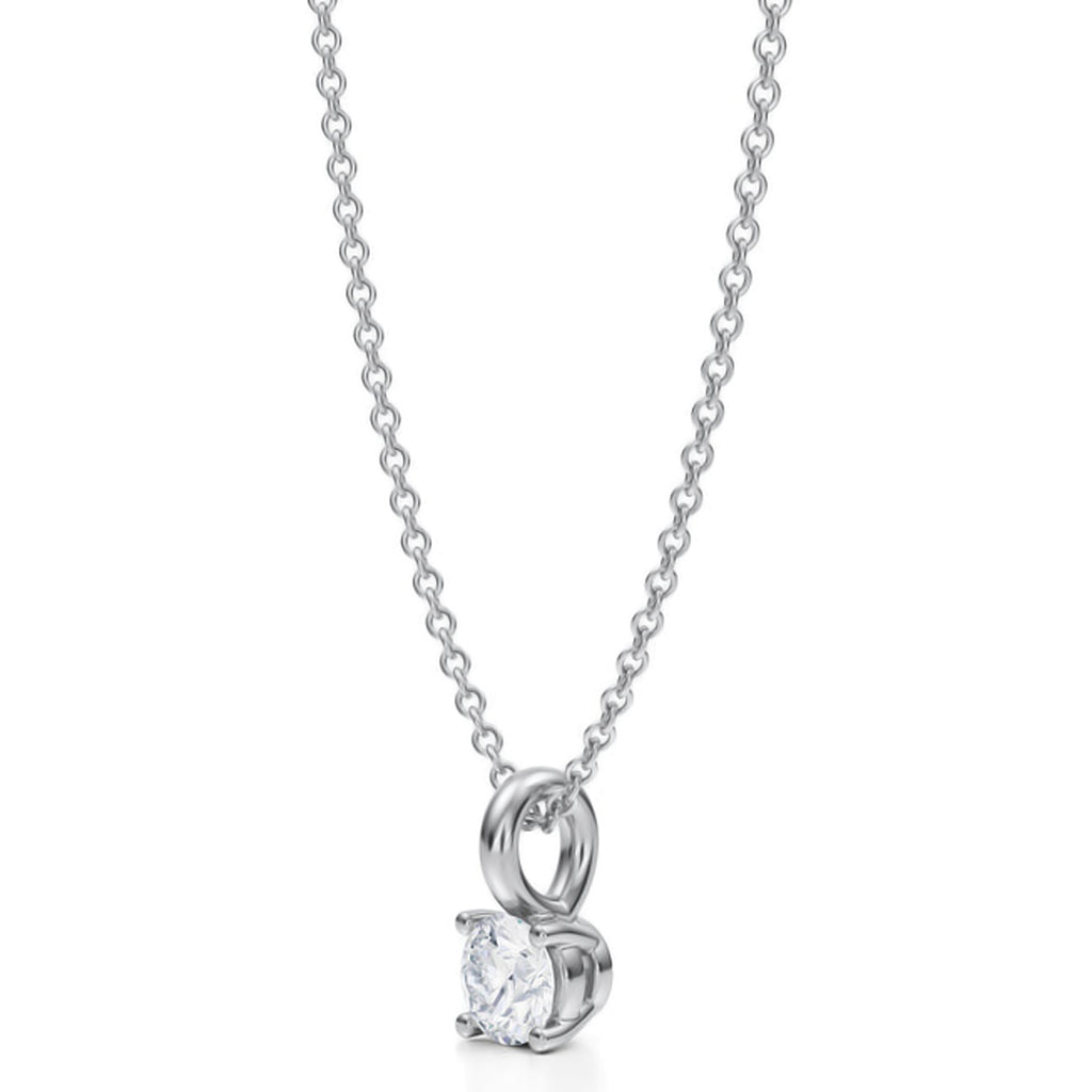 Round Solitaire Lab Diamond Pendant Necklace 14K White Gold (0.33ct)