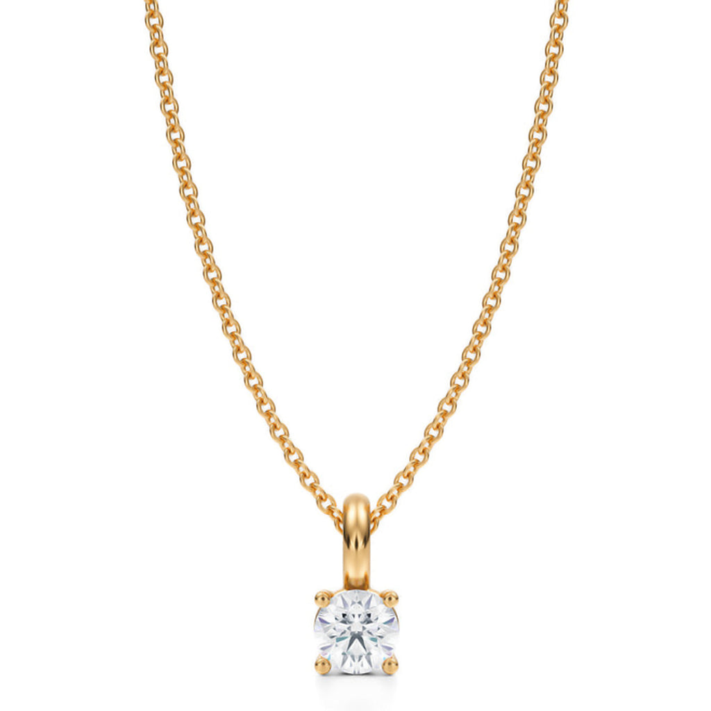Round Solitaire Lab Diamond Pendant Necklace 14K Yellow Gold (0.33ct)