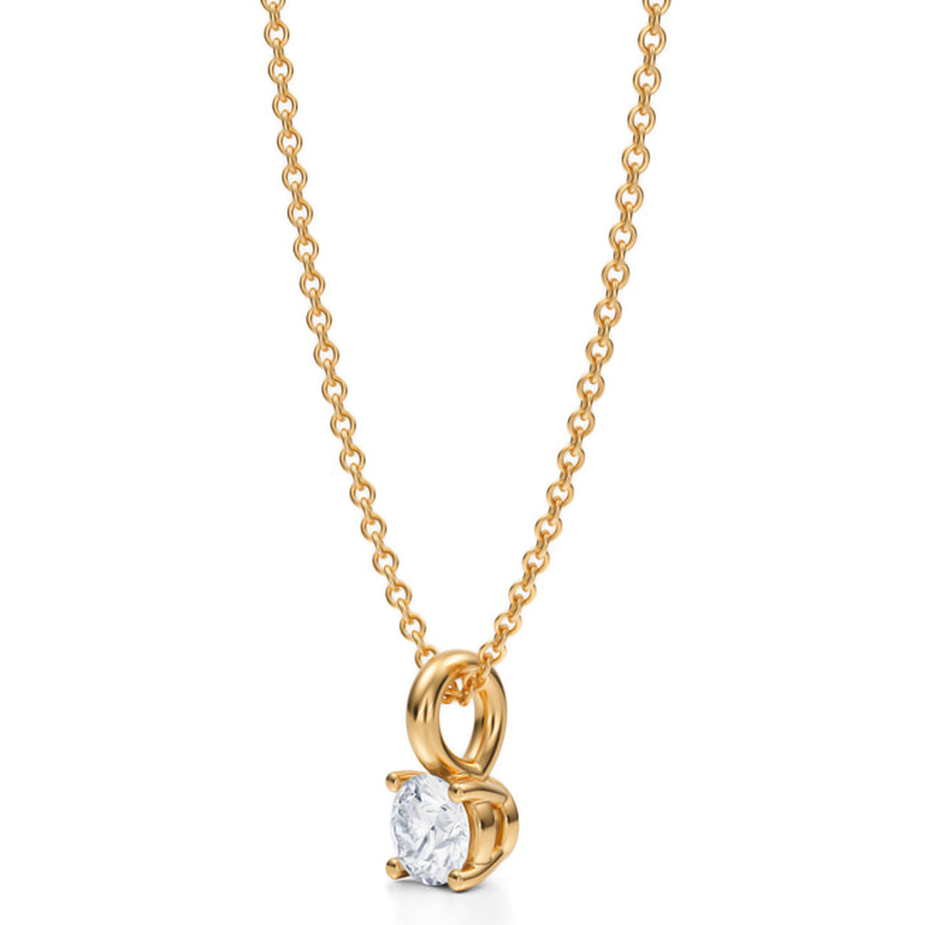 Round Solitaire Lab Diamond Pendant Necklace 14K Yellow Gold (0.33ct)
