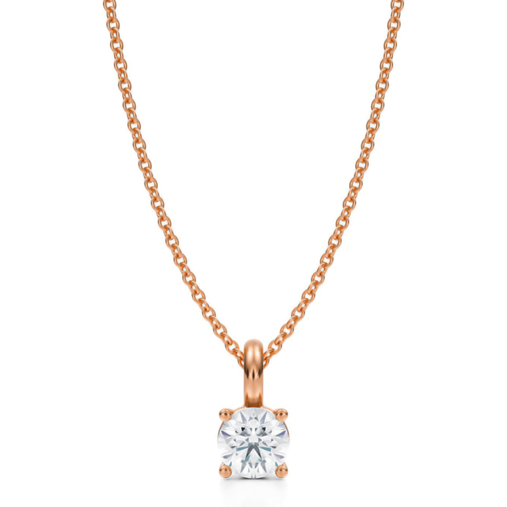 Round Solitaire Lab Diamond Pendant Necklace 14K Rose Gold (0.50ct)