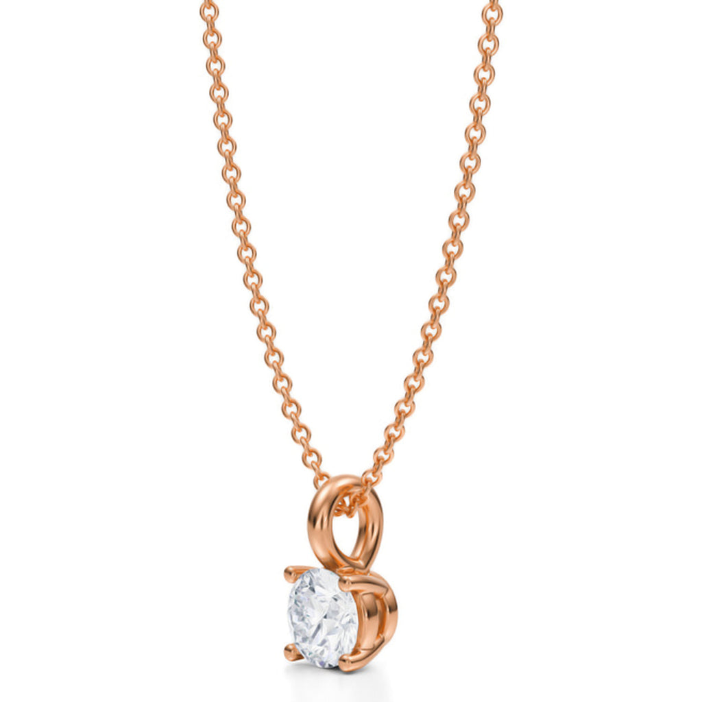 Round Solitaire Lab Diamond Pendant Necklace 14K Rose Gold (0.50ct)