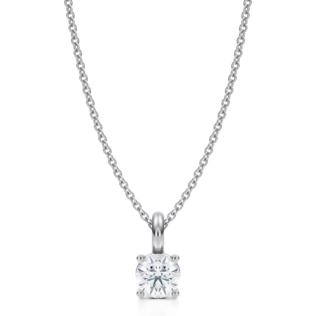 Round Solitaire Lab Diamond Pendant Necklace 14K White Gold (0.50ct)