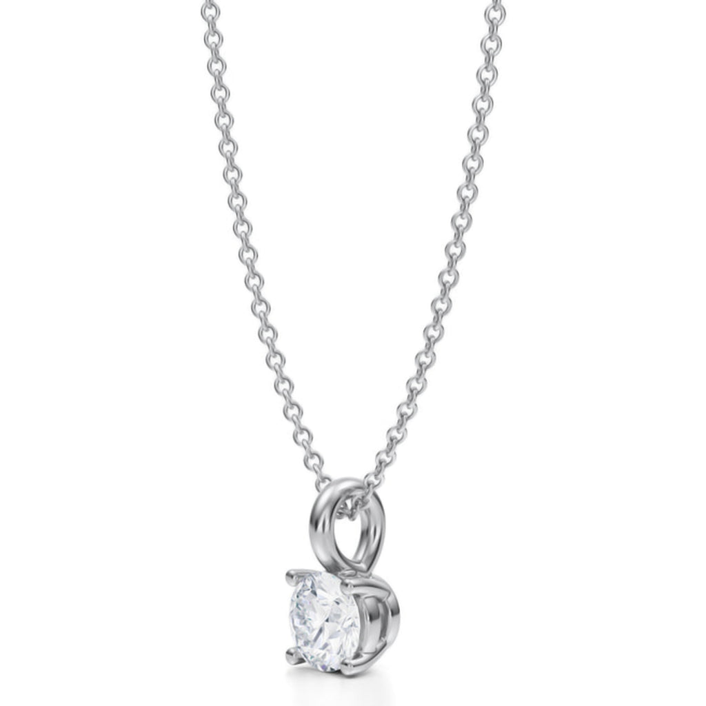 Round Solitaire Lab Diamond Pendant Necklace 14K White Gold (0.50ct)
