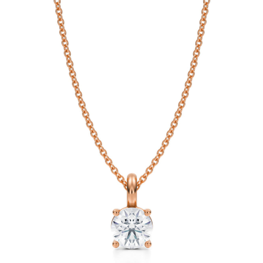 Round Solitaire Lab Diamond Pendant Necklace 14K Rose Gold (0.75ct)