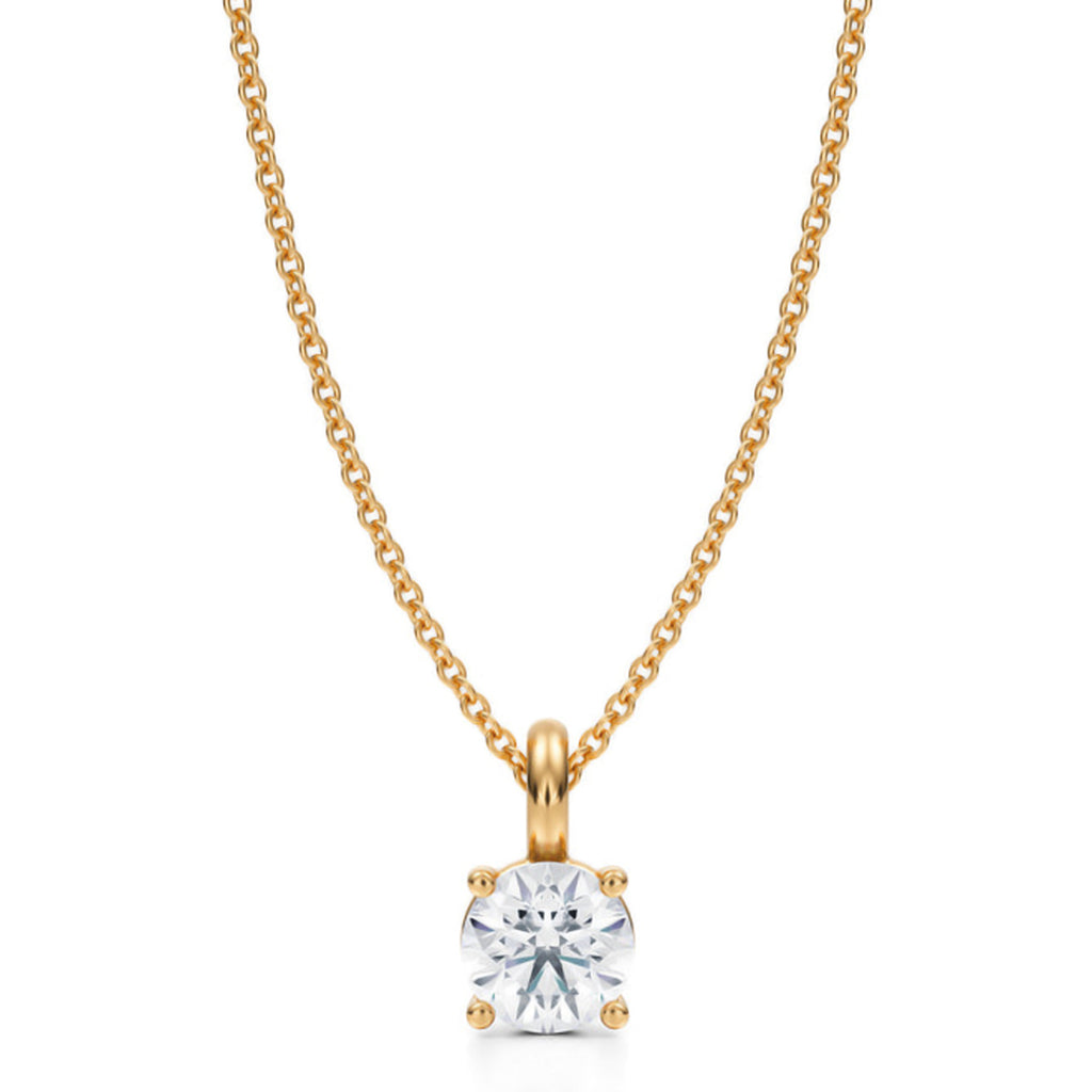 Round Solitaire Lab Diamond Pendant Necklace 14K Yellow Gold (0.75ct)