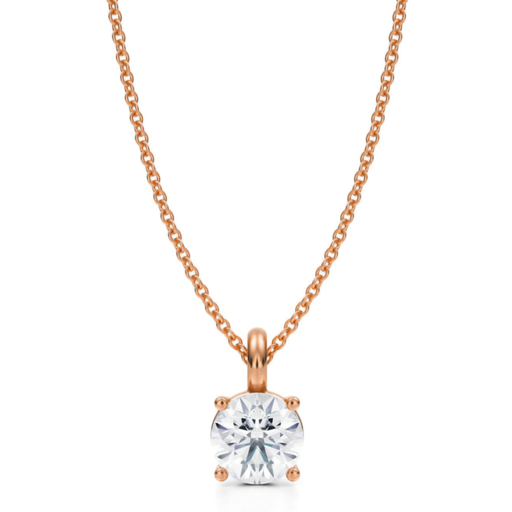 Round Solitaire Lab Diamond Pendant Necklace 14K Rose Gold (1.00ct)