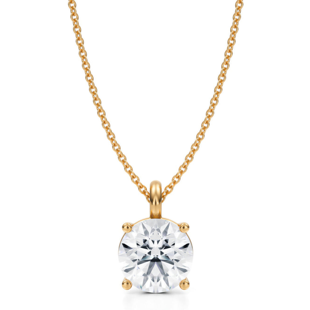 Round Solitaire Lab Diamond 4-Prong Necklace 14K Yellow Gold (2.50ct)