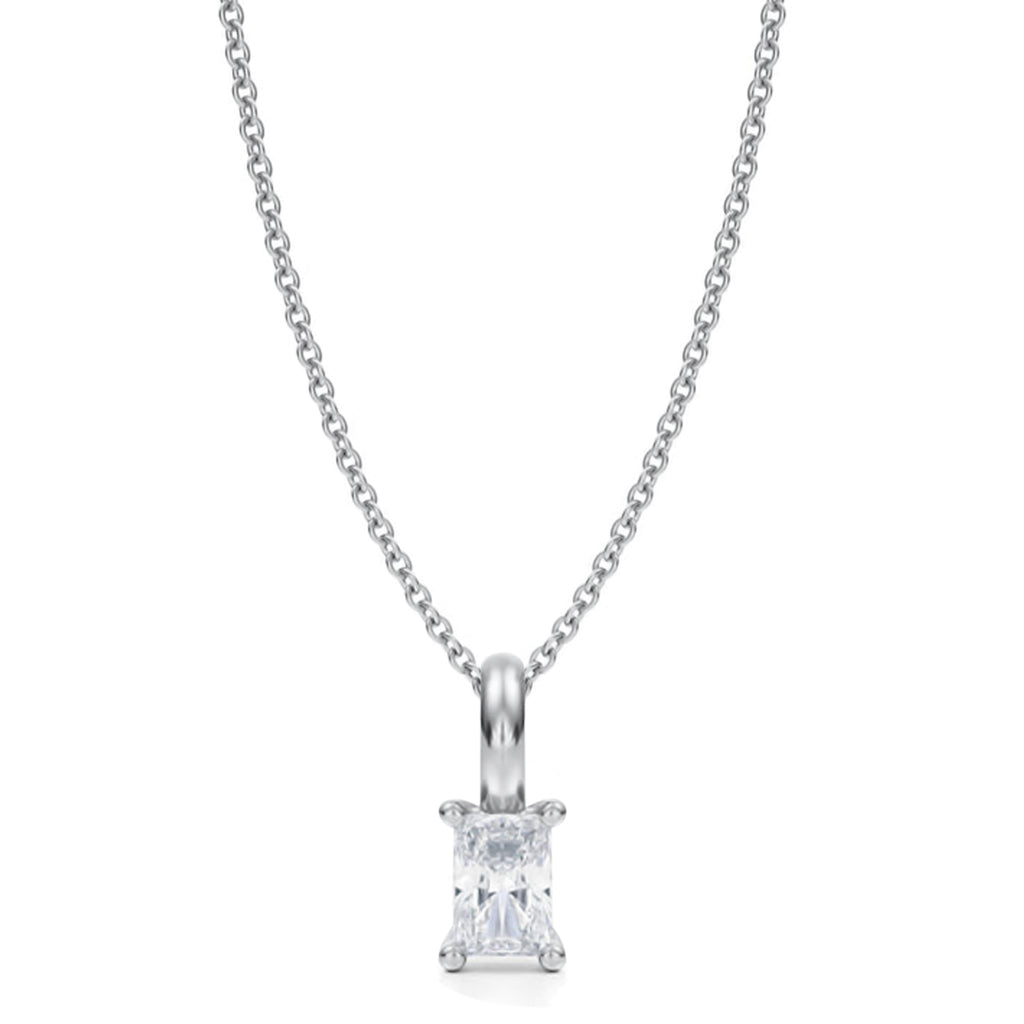 Radiant Solitaire Lab Diamond Pendant Necklace 14K White Gold (0.25ct)