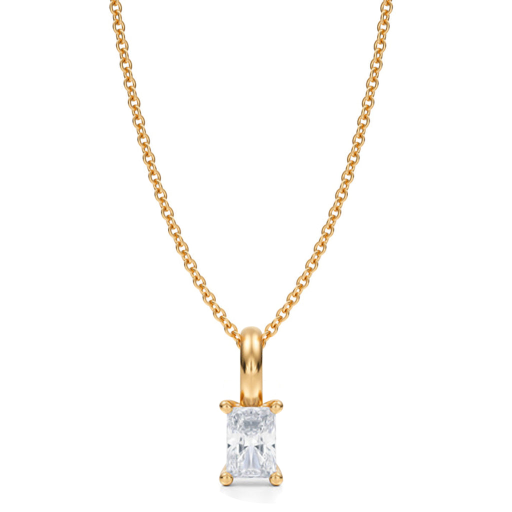 Radiant Solitaire Lab Diamond Pendant Necklace 14K Yellow Gold (0.25ct)