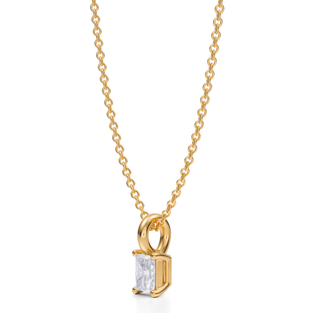 Radiant Solitaire Lab Diamond Pendant Necklace 14K Yellow Gold (0.25ct)