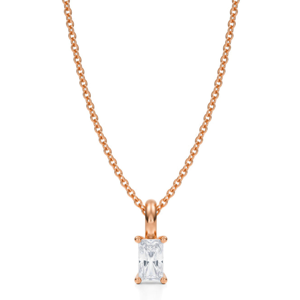 Radiant Solitaire Lab Diamond Pendant Necklace 14K Rose Gold (0.33ct)