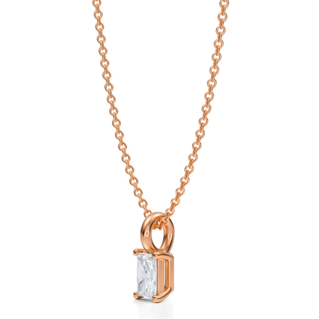 Radiant Solitaire Lab Diamond Pendant Necklace 14K Rose Gold (0.33ct)