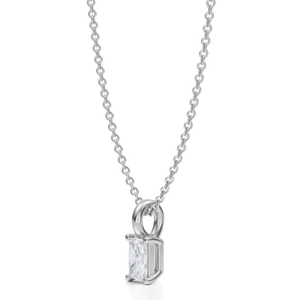 Radiant Solitaire Lab Diamond Pendant Necklace 14K White Gold (0.33ct)