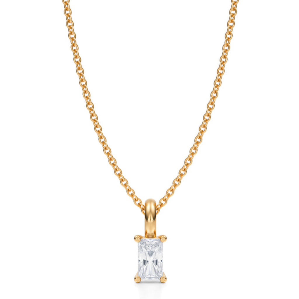 Radiant Solitaire Lab Diamond Pendant Necklace 14K Yellow Gold (0.33ct)